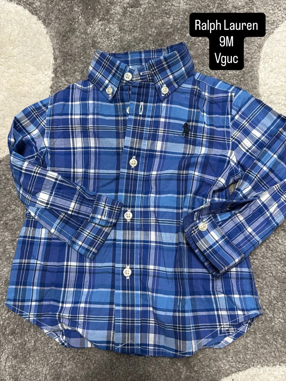 Ralph Lauren Boys Blue Plaid Button-Down Shirt